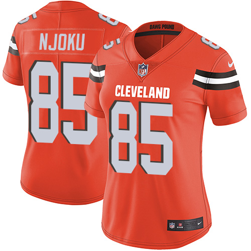 Nike Browns #85 David Njoku Orange Alternate Women's Stitched NFL Vapor Untouchable Limited Jersey - Click Image to Close